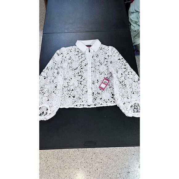 VINCE CAMUTO EYELET BALLON SLEEVE BLOUSE SHIRT SIZE XS P1-58 - Picture 10 of 16